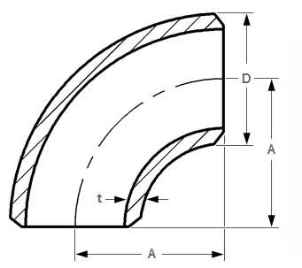 Stainless Steel 90 Degree Elbow Dimension